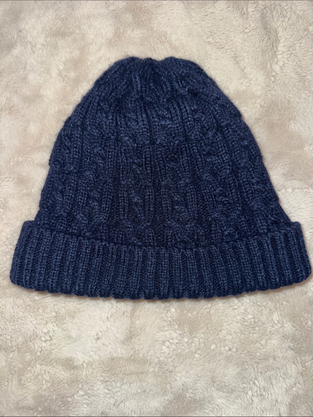 George Navy Cable Knit Fold-Over Beanie